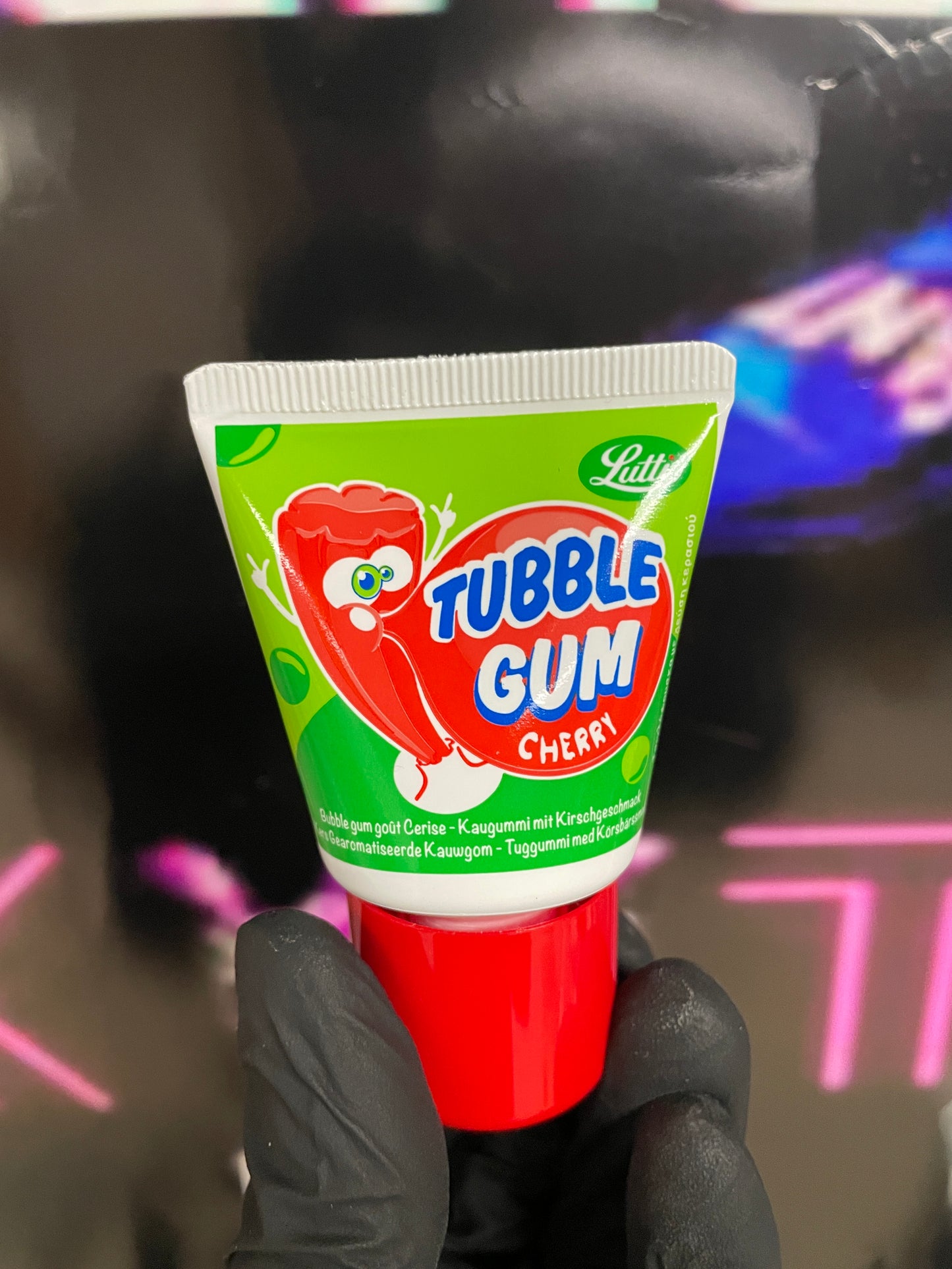 Lutti Tumbles Bubble Gum Tubes Sour Cherry case